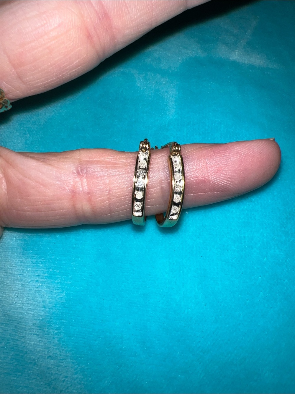 10kt gold diamond channel hoop earrings